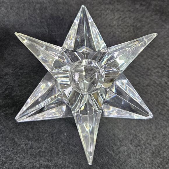 VTG Rosenthal Crystal Star Candlestick Set (3) 90s Candle Holder MCM Heavy Glass - Picture 4 of 16